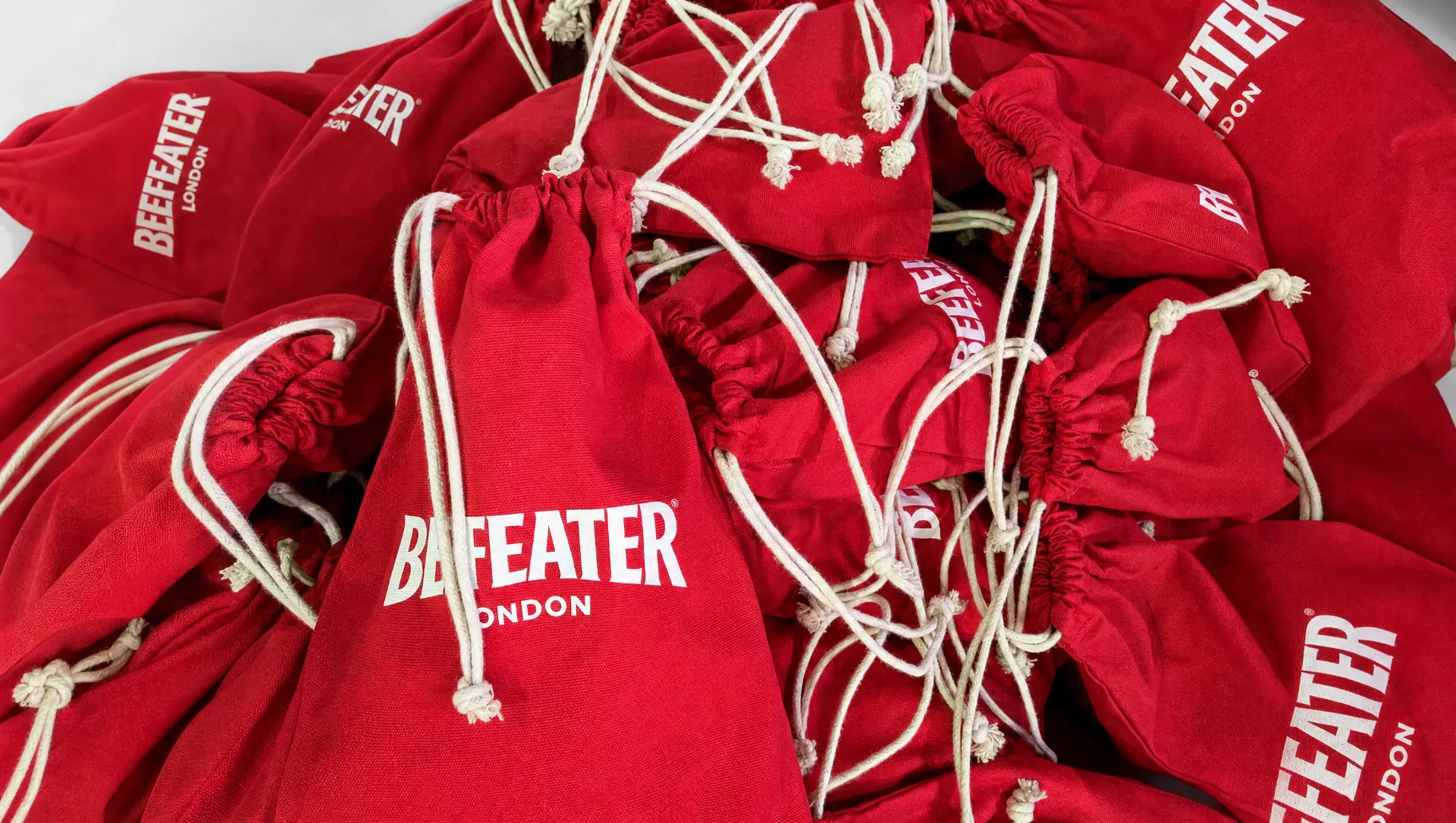 Custom Beefeater branded drawstring bags