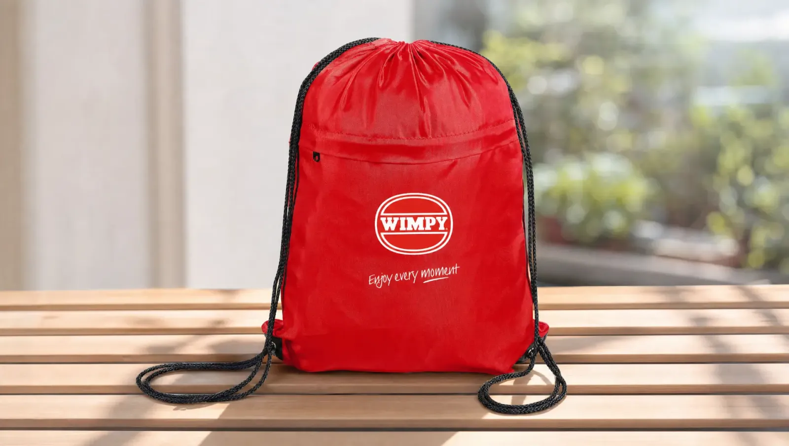Wimpy branded red drawstring bag